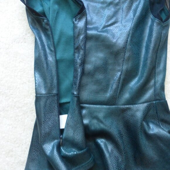 GUESS dark teal low cut peplum top with semi-sheer mesh - Picture 8 of 8